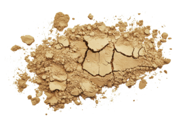 Dried Earth Powder Texture Closeup . White background PNG