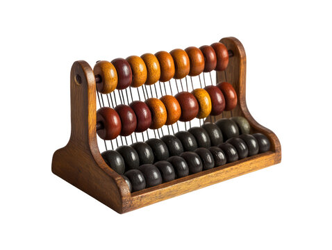 Vintage calculating tool, an abacus made of wood with colorful beads.  A useful tool for arithmetic and counting.