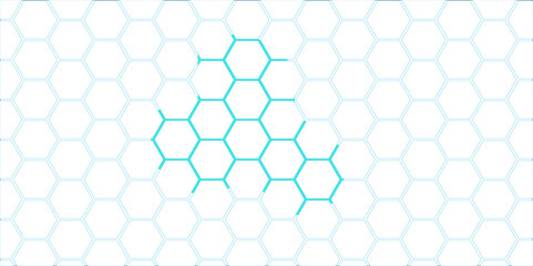Seamless blue hexagonal pattern with honeycomb texture and geometric design