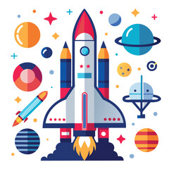 Space shuttle icon isolated on white background