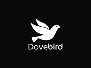 Minimal and professional Dove bird logo design white logo on Black background