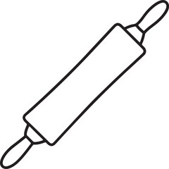 rolling pin control line art, black outline, vector and illustration, coloring book page line art drawing