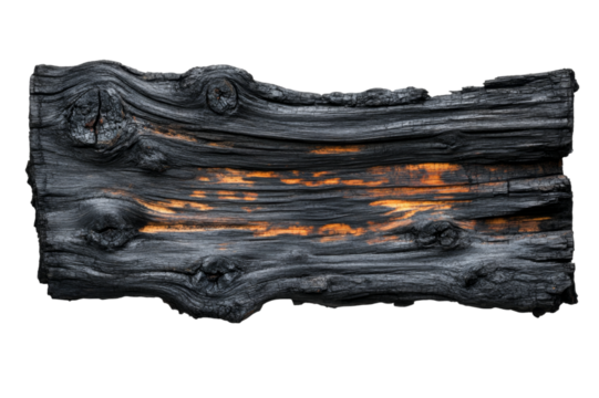 Charred Wood Texture: A Striking Natural Pattern . White background PNG