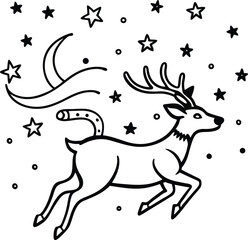 Obraz premium reindeer with christmas tree and snowflakes