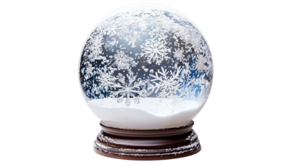 Elegant Snow Globe with Snowflakes on White Background
