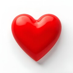 Glossy Red Heart Symbol on White Background – Love and Romance Concept.