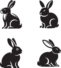 Fototapeta premium vector set of rabbits silhouettes