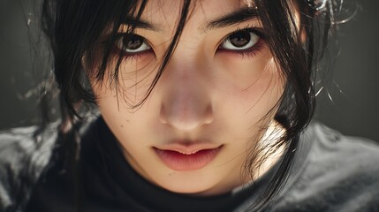 強い視線を持つ少女のポートレート