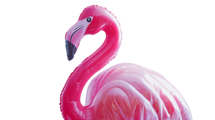 Vibrant Swimming Pool Inflatable Toy Flamingo Isolated on Transparent Background