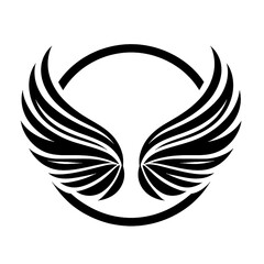 Black And White Vector illustration of Wings