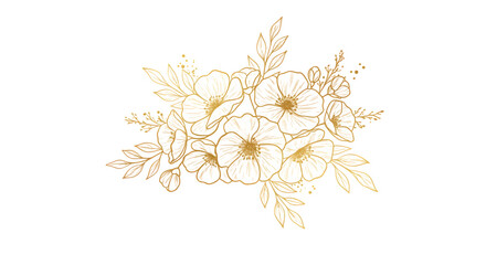 Elegant gold floral arrangement on a black background.  Perfect for invitations or design projects.