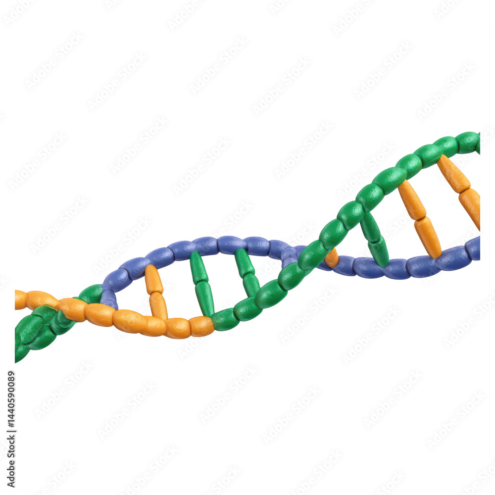 Aufkleber 3d representation of colorful dna helix structure and molecules, isolated on transparent background.