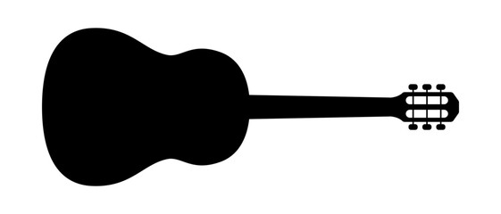 Classic guitar silhouette. Retro stringed musical instrument with classical design capabilities as well jazz compositions
