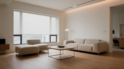 Minimalist Living Room with Warm Neutral Tones