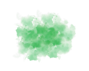 Green watercolor hand paint on transparent background