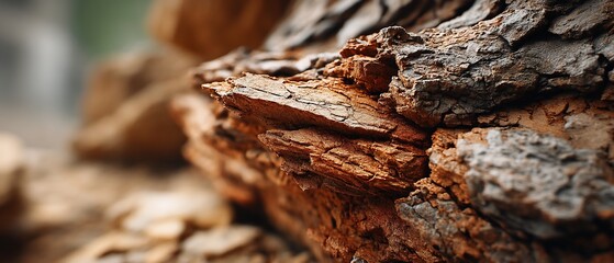 Fototapeta premium Eroding tree bark shows reddish depths