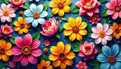 Fototapeta premium Intricate floral design endlessly repeated across a surface , graphics, spring, summer