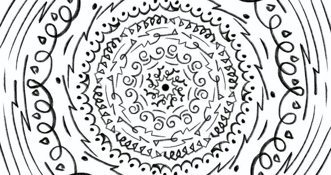 black and white abstract mandala background animation