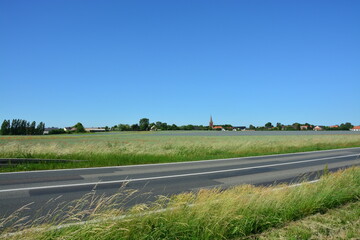 Straße, Feld, Wiese, Natur, Horizont, Himmel, Landschaft