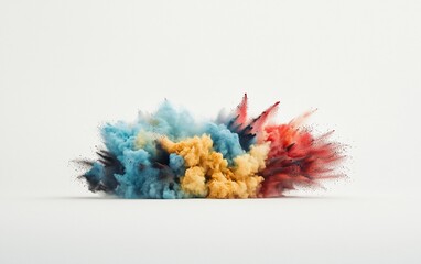 Fototapeta premium Colorful powder explosion on white background
