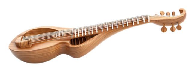 Veena - Musical Veena Instrument for Classical Indian Music and Worship Isolated on White Background