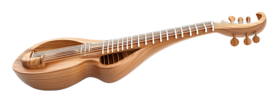 Veena - Musical Veena Instrument for Classical Indian Music and Worship Isolated on White Background