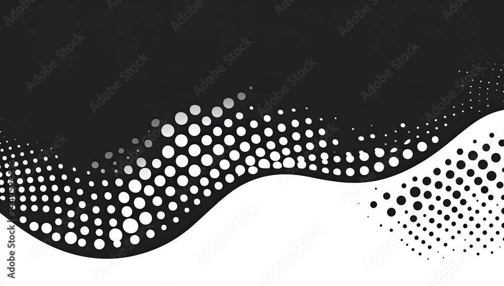Poster abstract monochrome wave pattern with halftone dots