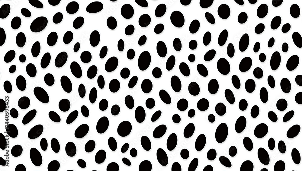 Poster abstract seamless pattern with scattered black ovals on white background