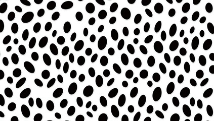 Obraz premium Abstract seamless pattern with scattered black ovals on white background