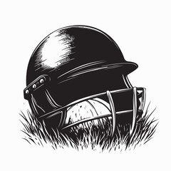 Close up cricket ball helmet Image vector isolated on white background.