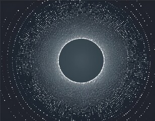small particles strive out of center array with dynamic particles abstract circular background with dynamic dots structure for science or technology grid illustration for cover design print