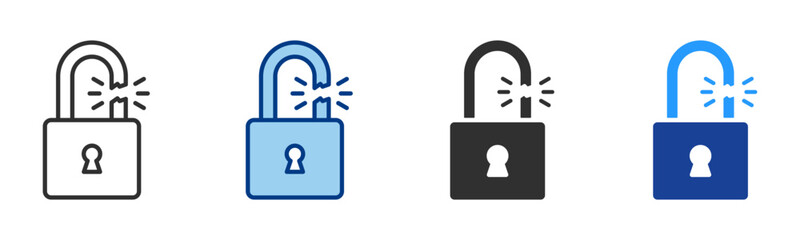 Padlock Icon Multiple Style Vector Collection 