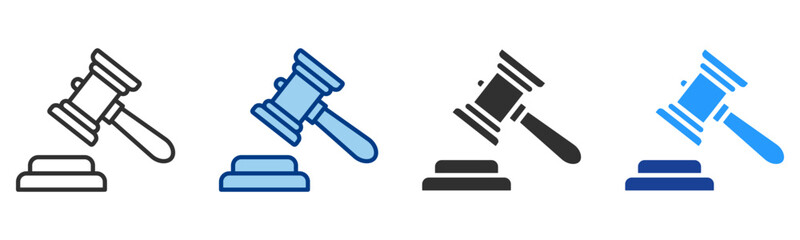 Gavel Icon Multiple Style Vector Collection 