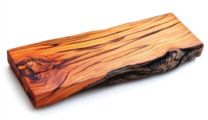 Rustic Brown and Black Wooden Plank on White Background