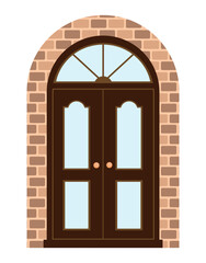 Vintage Wooden Door Brick Wall