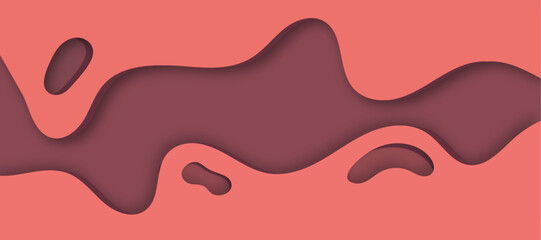 Abstract geometric pink wavy liquid shape background in paper cut style design.