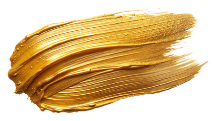 gold paint stroke isolated on white background PNG