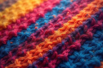 Close-up of woven fabric showing intricate repeating design, background, colorful