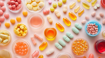 Colorful Assortment of Herbal and Nutritional Supplements on Table