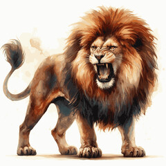 Raging Mane: watercolor fury lion angry isolated watercolor vector illustration svg 