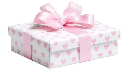 Beautifully Wrapped Gift Box Adorned with Pink Hearts and Ribbon Symbolizing Love and Celebration