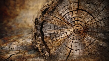 ancient tree stump cross-section: detailed macro photography