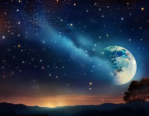 Naklejka premium falling stars moon photoshop overlays night sky overlay starry sky milky way moon