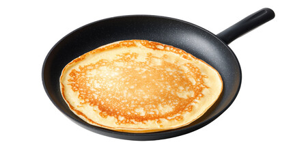 Golden-Brown Pancake Cooked to Perfection in Non-Stick Frying Pan with Transparent Background