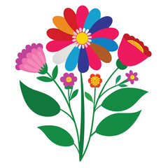 wildflower clipart flower colorful vector with white background
