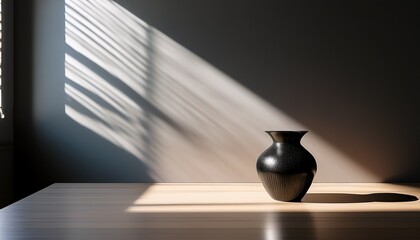 an elegant minimalist black vase rests gracefully on a soft sunlit surface evoking a sense of modern sophistication and timeless design evoking a sense of calm serenity and understated luxury