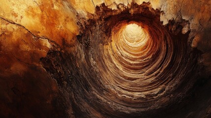mysterious earth shaft:  intriguing spiral cave interior