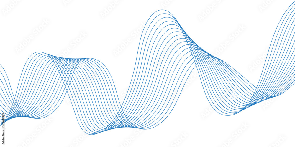 Poster featuring smooth wave lines on a transparent background. abstract dynamic color lines, waves, digita