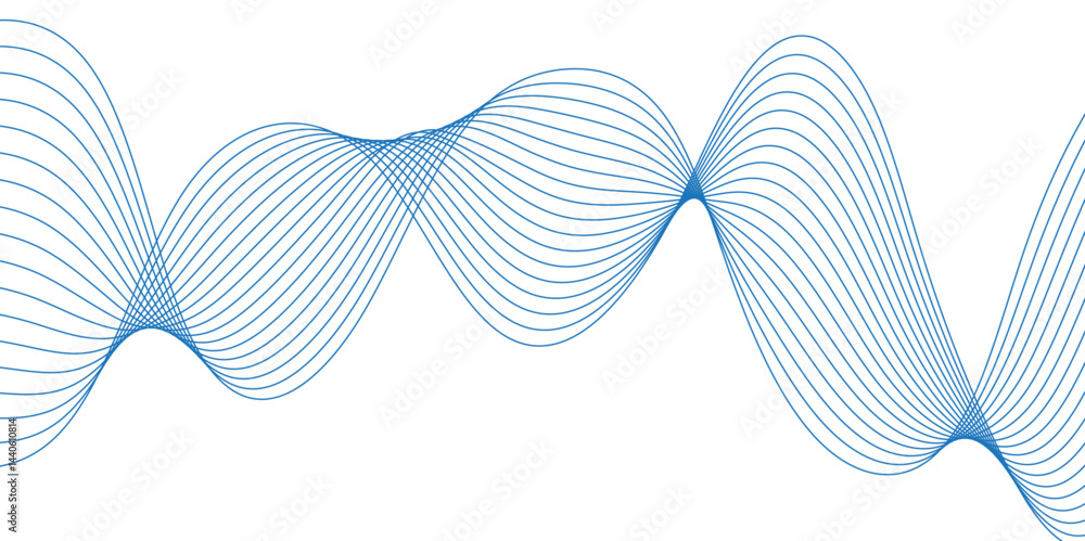 Poster featuring smooth wave lines on a transparent background. abstract dynamic color lines, waves, digita