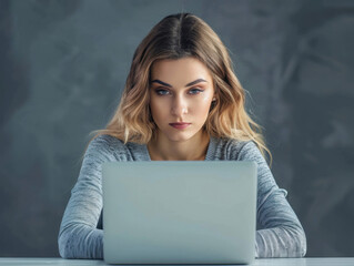 Woman focused on laptop, engaged in thoughtful email communication with loved ones